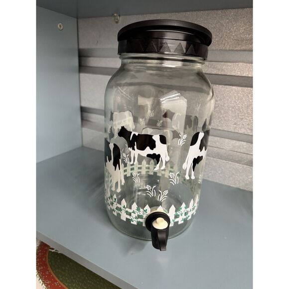 Vintage Cow Kitchen Lot – 4 Placemats, 2 Glass Milk Bottles, Large Jar w/ Lid - Picture 6 of 16